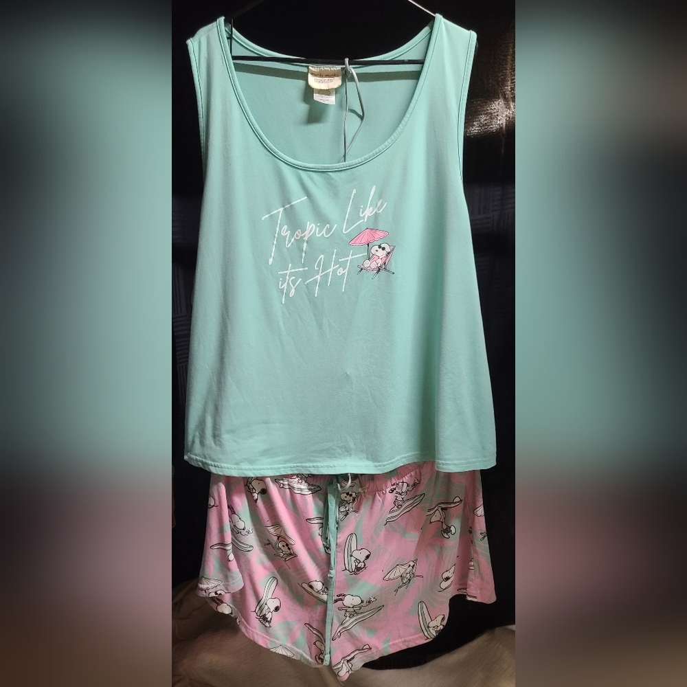 Munki Munki Mint Green and Pink Pajama Set